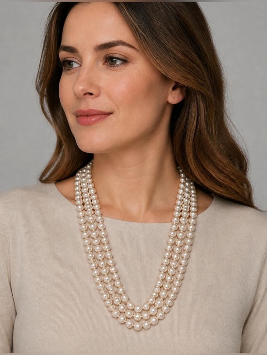 Pearl Jewelry - Estate Find Vintage Faux 60 inches Long Strand Pearl Necklace in Cream